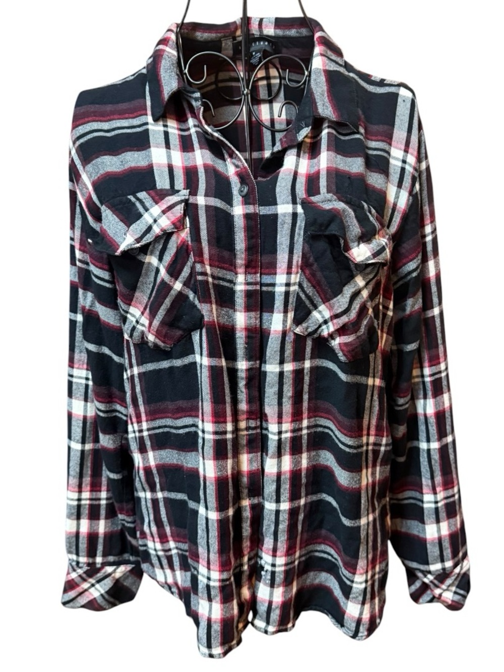 Sanctuary Classic Black & Red Plaid Button-Up Shirt
